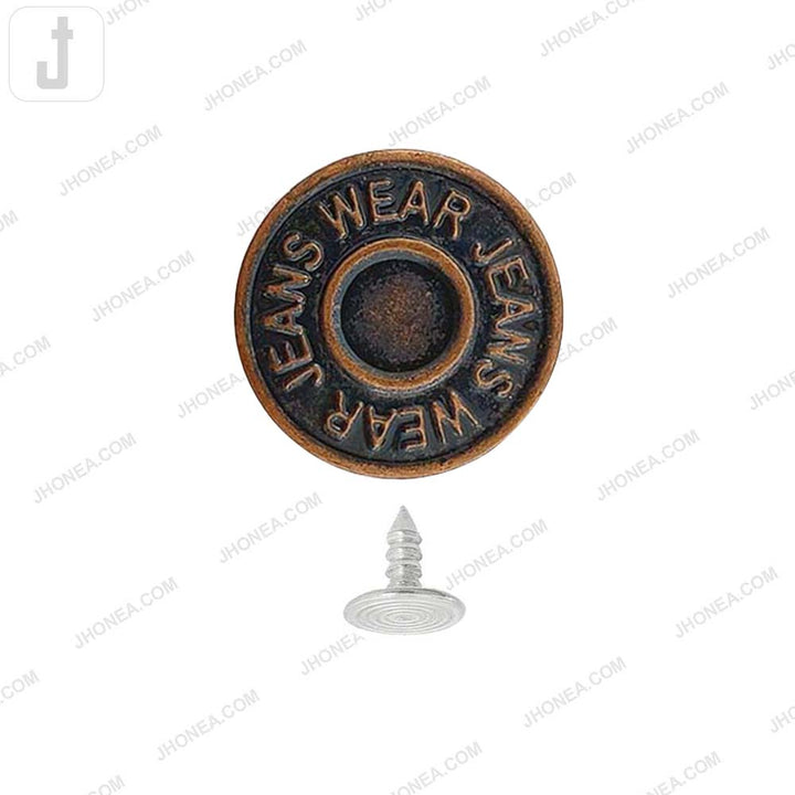 Antique Copper Finish Metal Jeans Button for Denim Garments