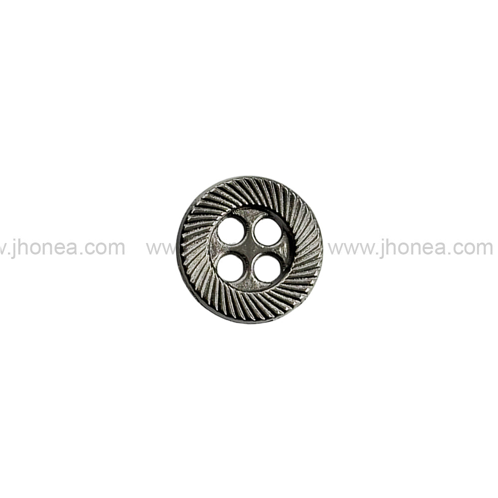 Rounded Rim Black Nickel (Gunmetal) 4-Hole Shirt/Kurta Metal Buttons