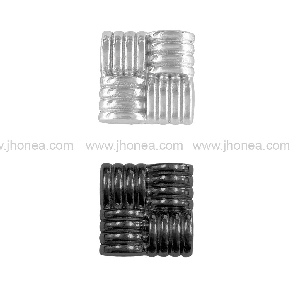 Eye-Catching Square Ribbed Design Shiny Finish Loop Shank Metal Button