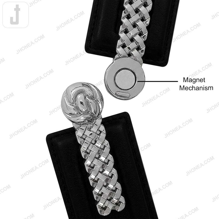 Modern PU Leather Belt with Secure Easy Magnetic Lock Buckle
