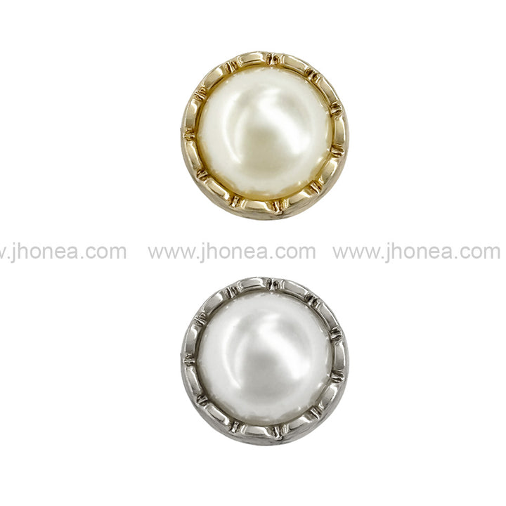 Shiny Round Shape with Scalloped Edges Pearl Button. Shiny Gold and Shiny Silver