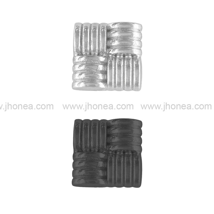 Eye Catching Square Ribbed Design Shiny Finish Loop Shank Metal Button