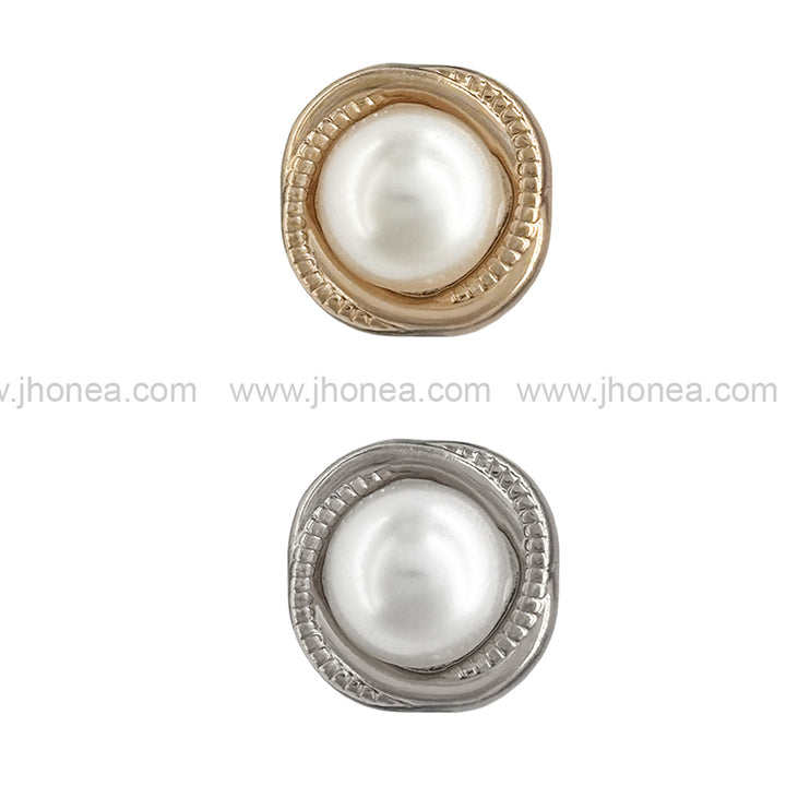 Rounded Square Shape Shiny Pearl Metal Kurta Buttons (Shiny Gold and Shiny Silver)