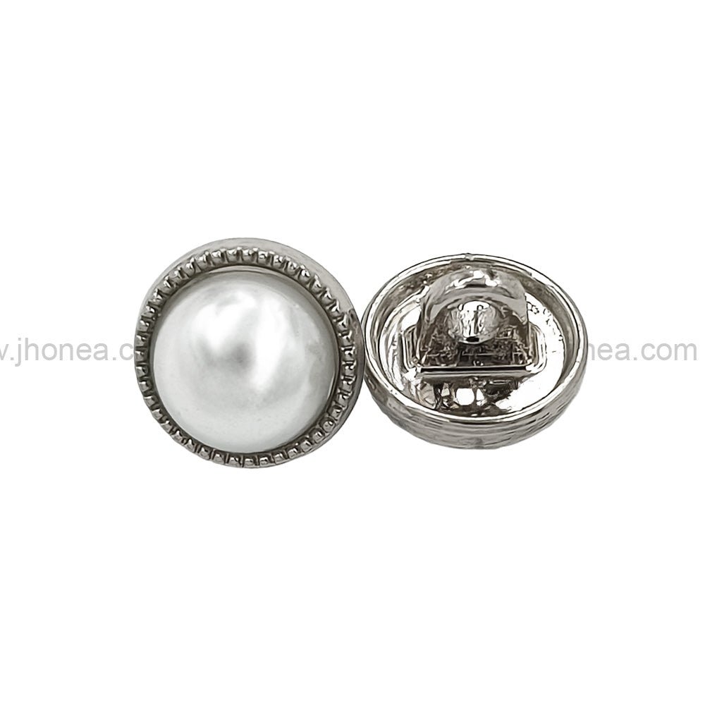 Premium Shiny Gold & Silver Round Shape Pearl Button