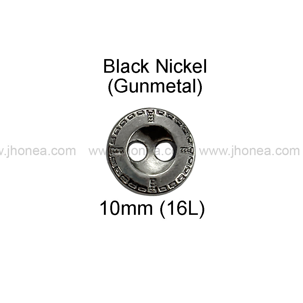 Engraved Rim 2-Hole Round Shape Shirt/Kurta Metal Buttons