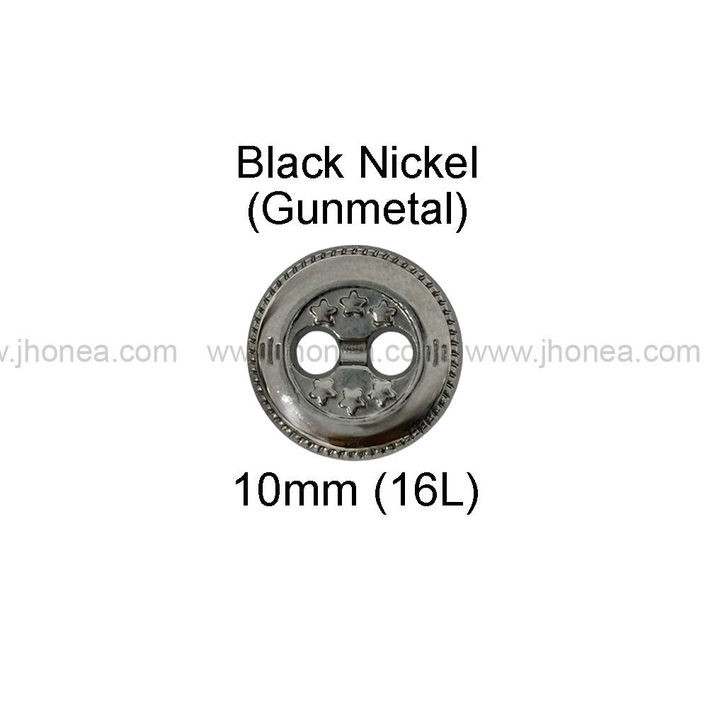 Premium Round Shape Stars Engraved 2-Hole Metal Buttons