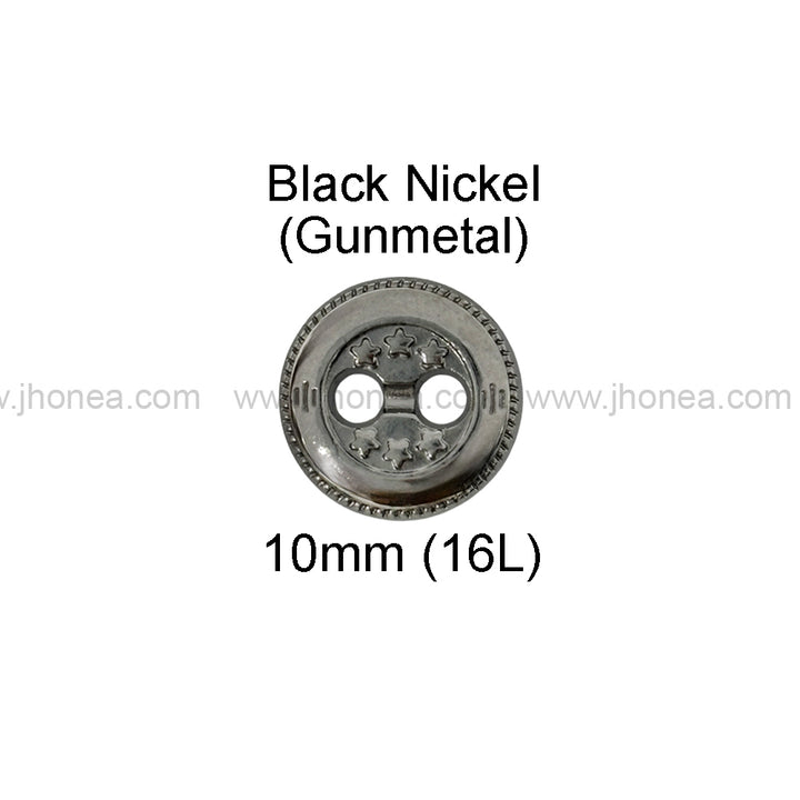 Premium Round Shape Stars Engraved 2-Hole Metal Buttons