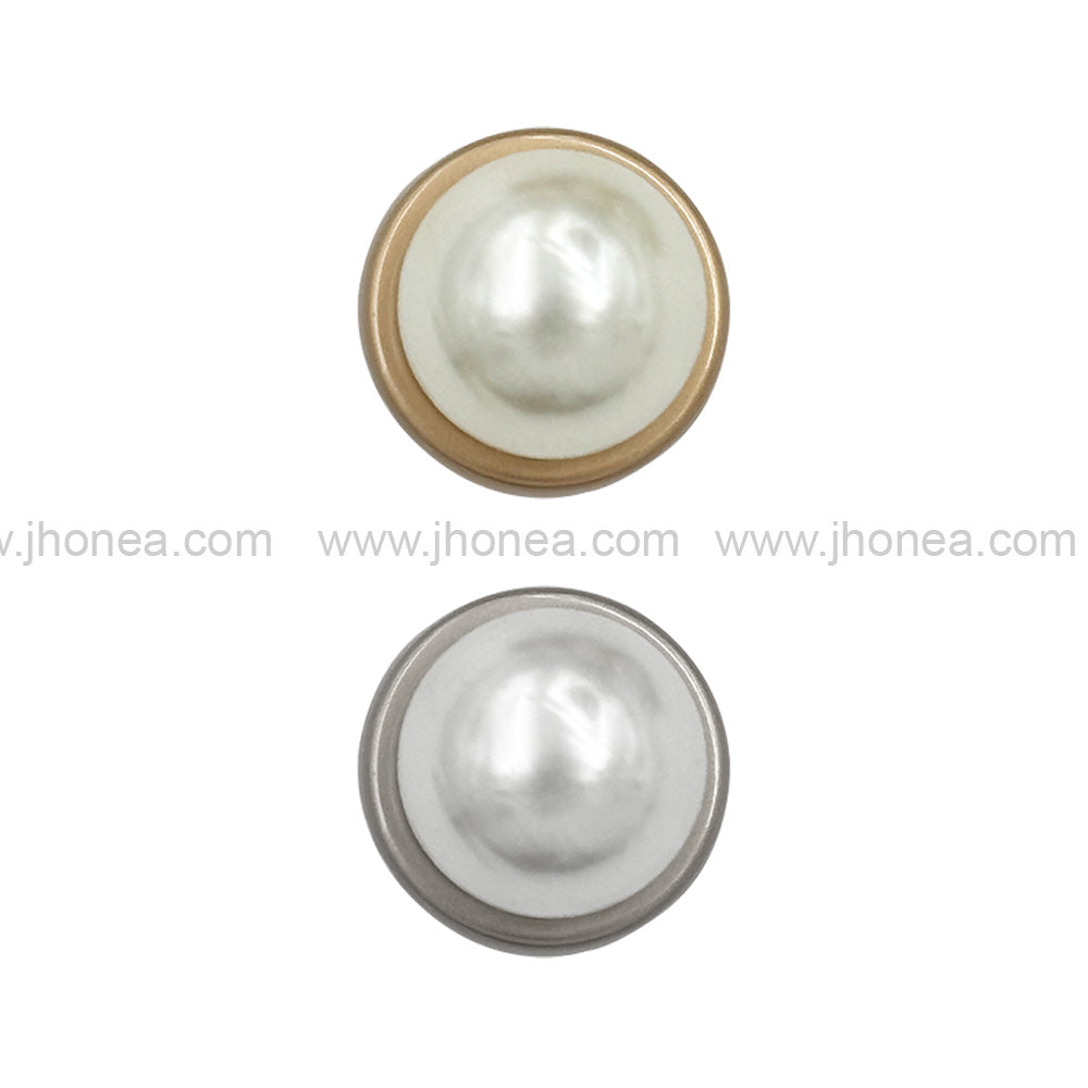 Matte Gold & Matte Silver Round Shape Pearl Metal Button