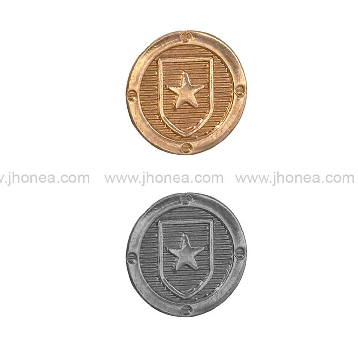 Golden and Gunmetal Royal Star Badge Design Downhole Metal Button