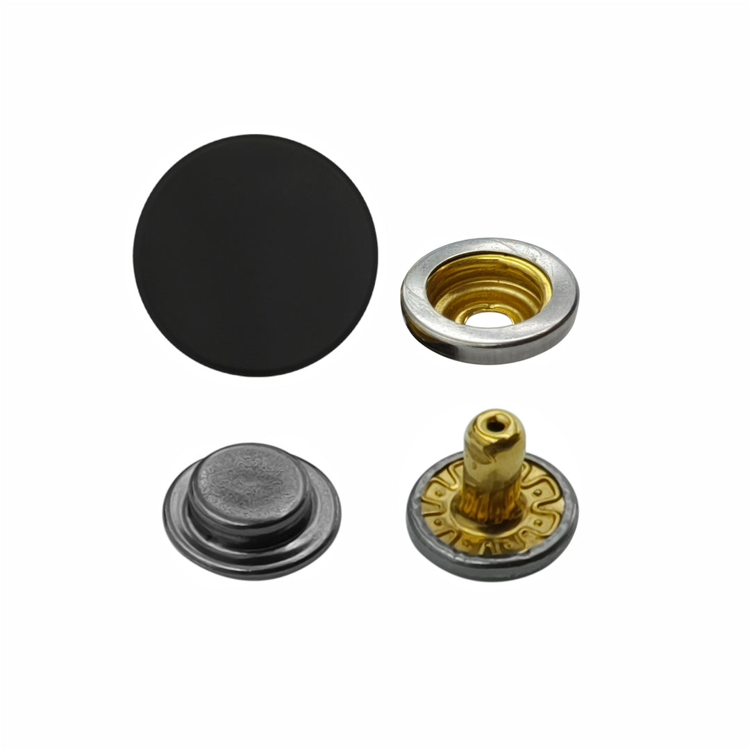 Matte Black 4-Part Press Snap Buttons Fasteners Set for Garments/Leather Accessories