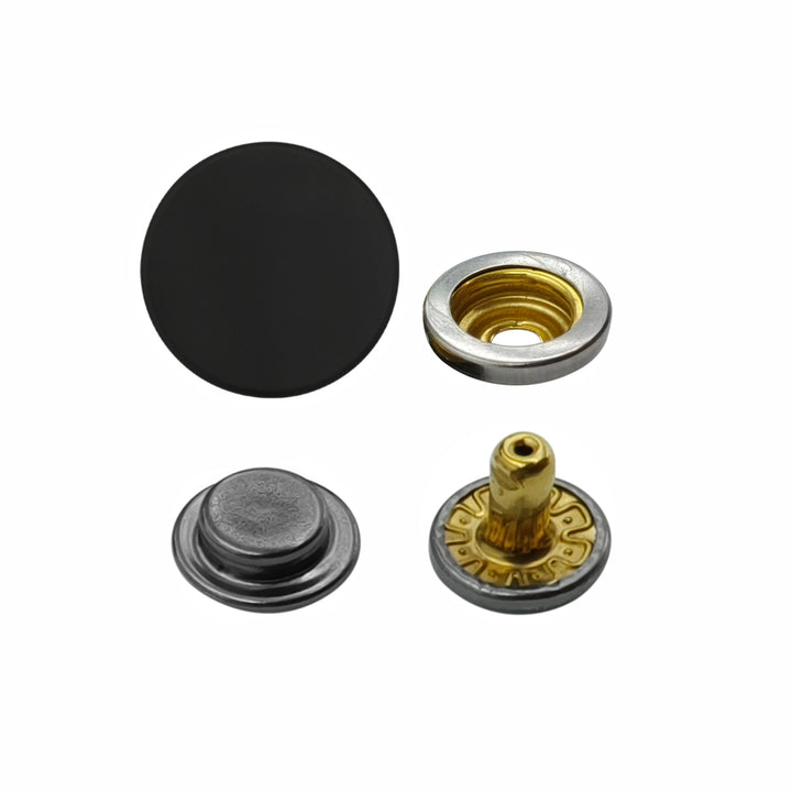 Matte Black 4-Part Press Snap Buttons Fasteners Set for Garments/Leather Accessories