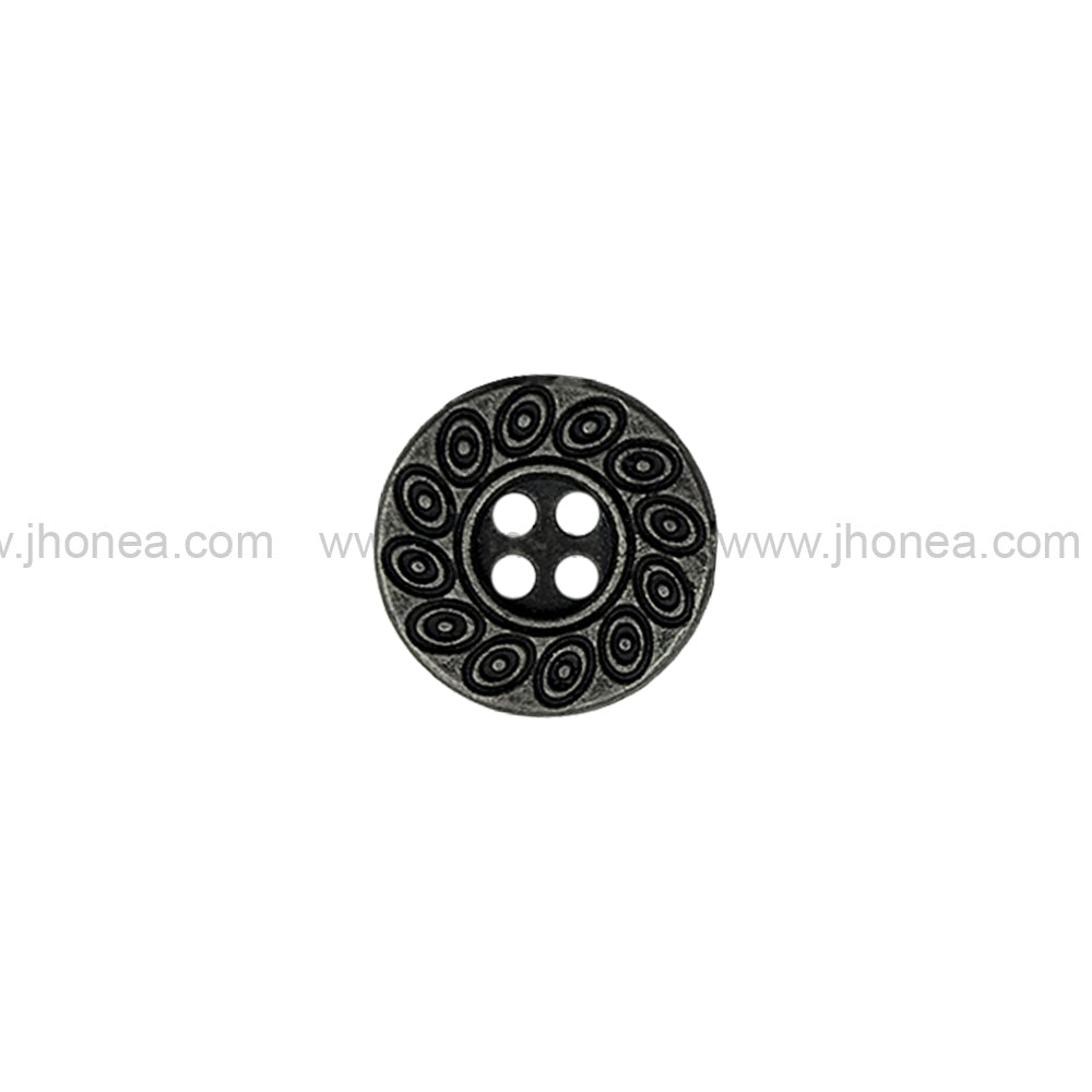 Beautiful Eye-Catching Engraved Design Antique Silver 4-Hole Metal Buttons