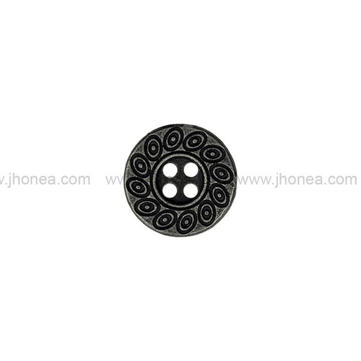 Beautiful Eye-Catching Engraved Design Antique Silver 4-Hole Metal Buttons