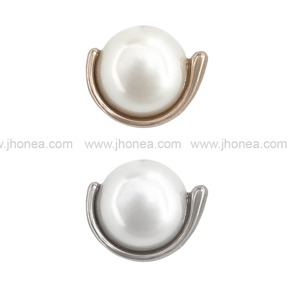 Shiny Gold & Silver Round Shape Fancy Pearl Buttons