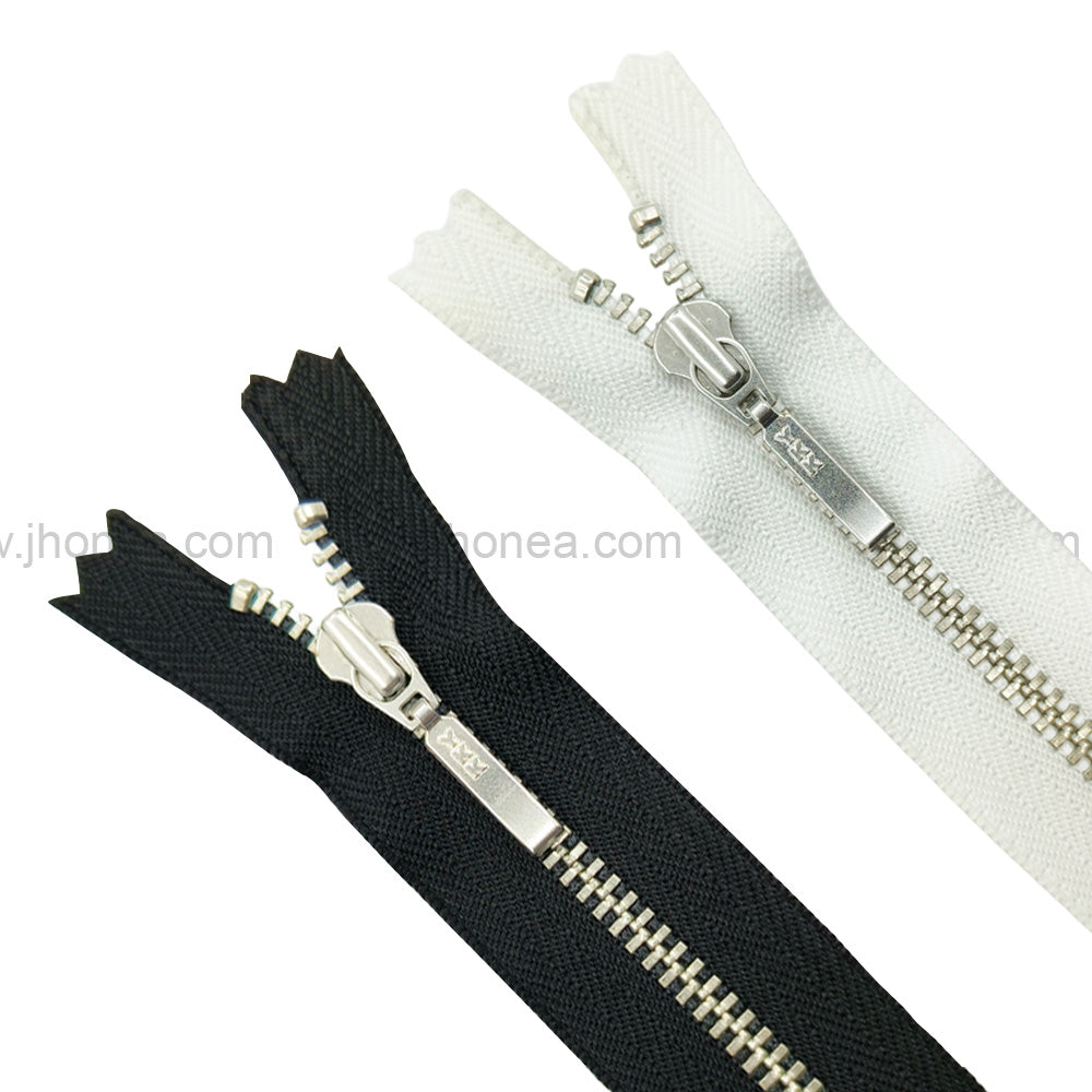 YKK- #3Number Silver Teeth with Black/White YKK Premium Quality Metal Zipper for Dresses