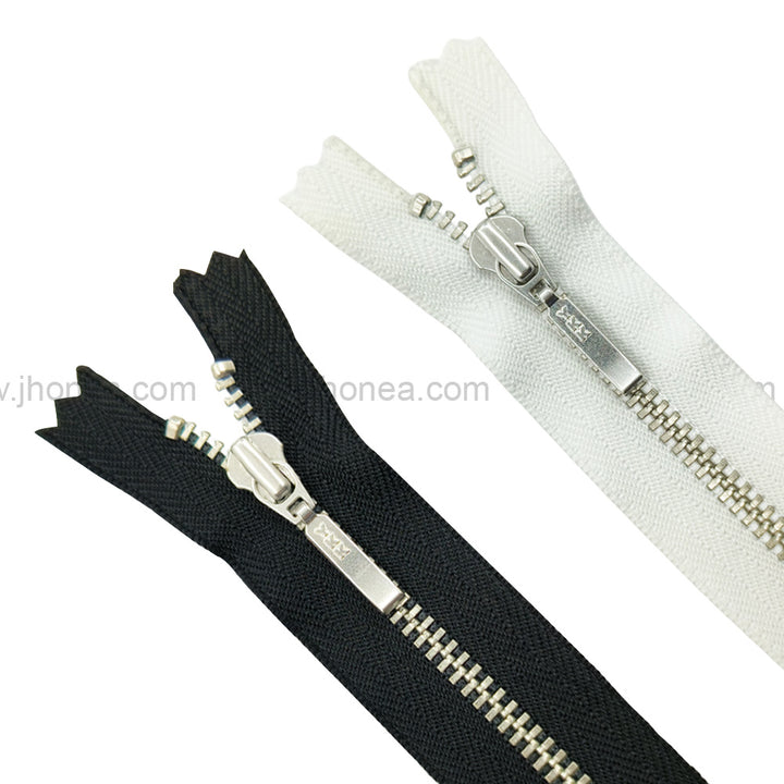 YKK- #3Number Silver Teeth with Black/White YKK Premium Quality Metal Zipper for Dresses