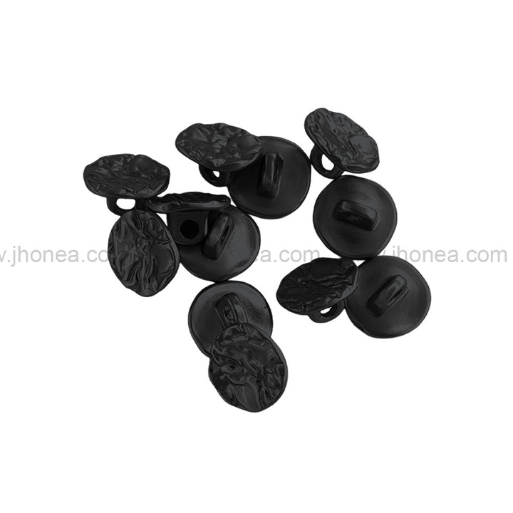 Round Shape Textured 10mm(16L) Classic Matte Black Metal Shank Button