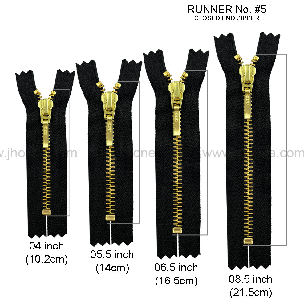 YKK- #5 Quality Designer Gold with Black/White YKK Metal Zipper for Jackets
