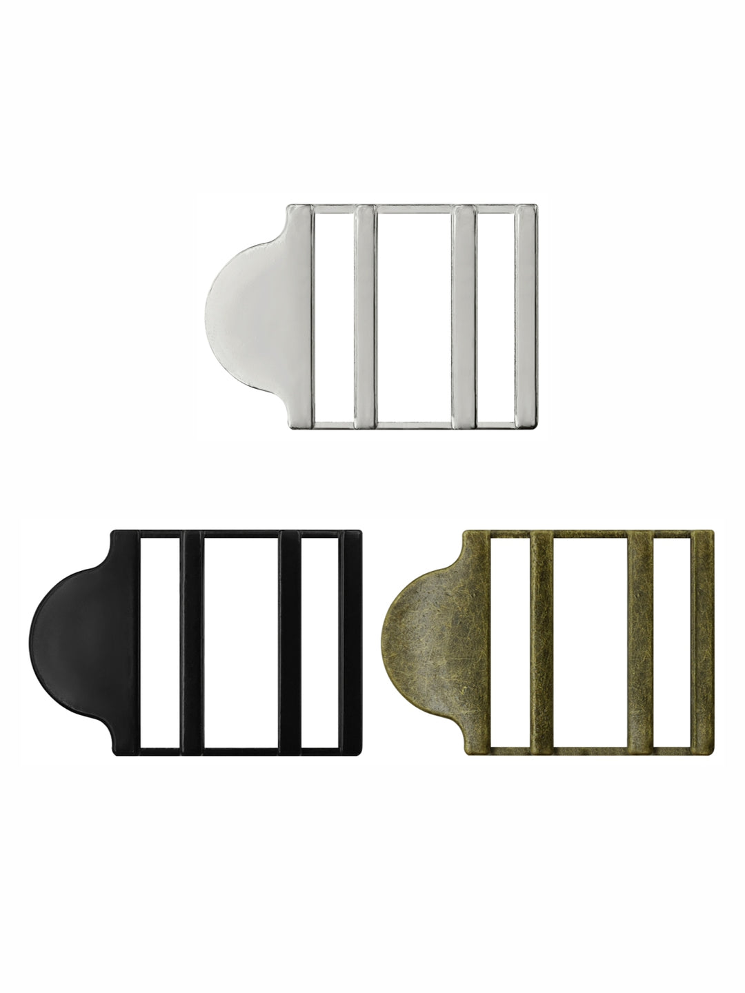 Triple-Bar Slide Strap Adjuster Metal Buckle for Belt and Bags