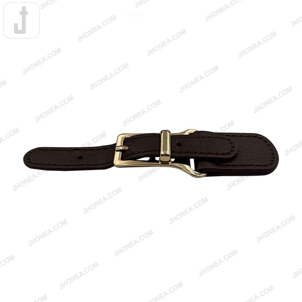 Fashionable Shiny Gold Buckle with Prong PU Belt