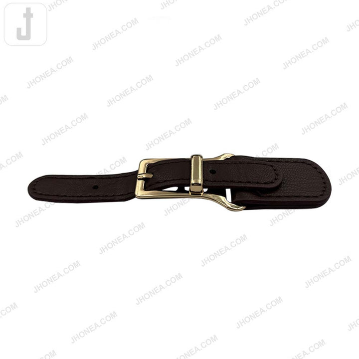 Fashionable Shiny Gold Buckle with Prong PU Belt