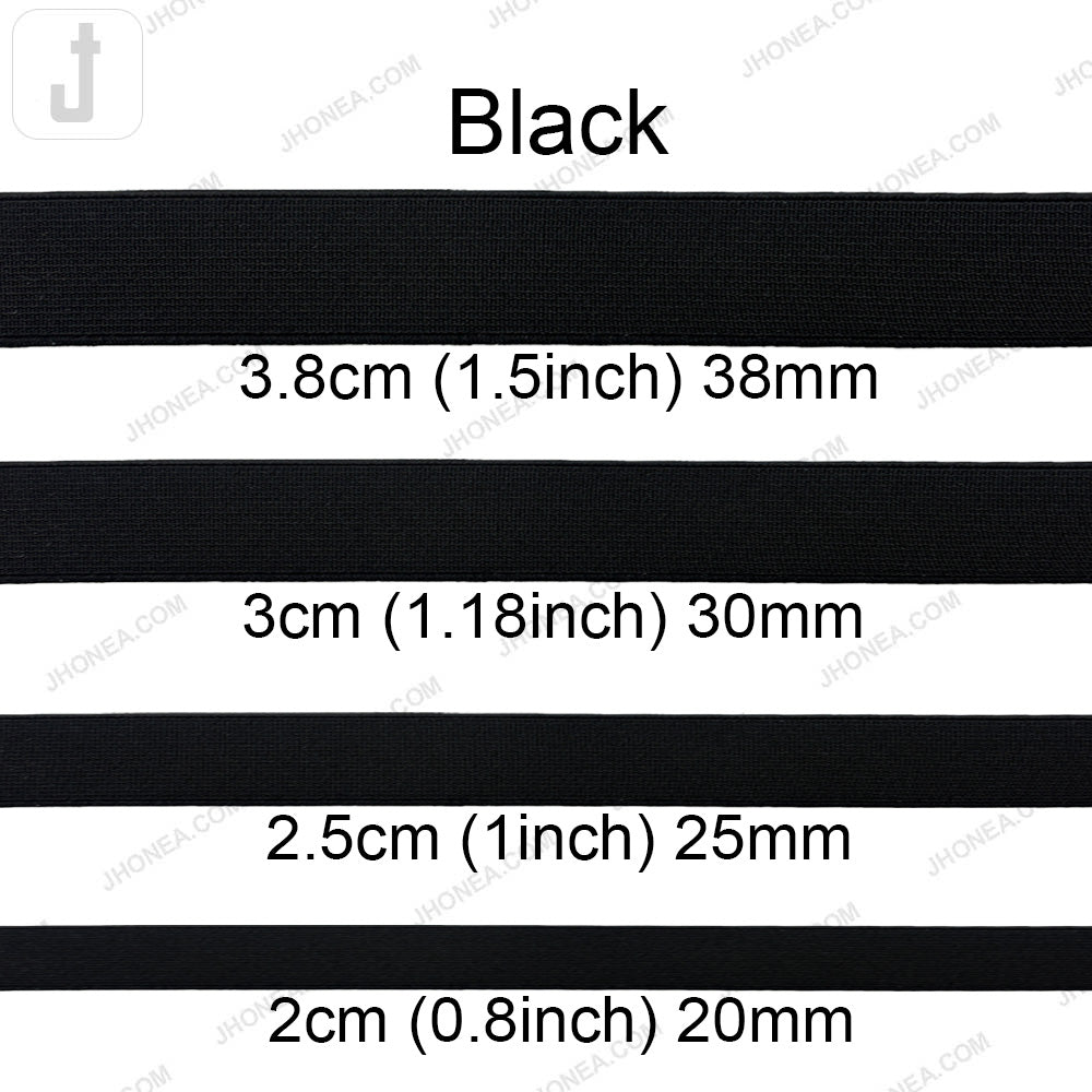 Plain Black & White Tailors' Stiff Woven Elastic for Casings