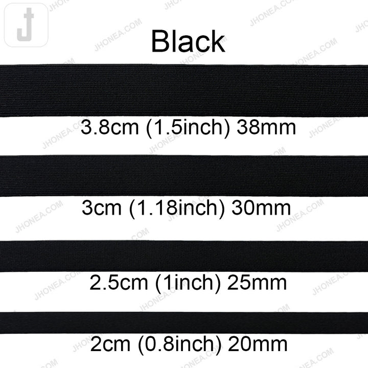 Plain Black & White Tailors' Stiff Woven Elastic for Casings