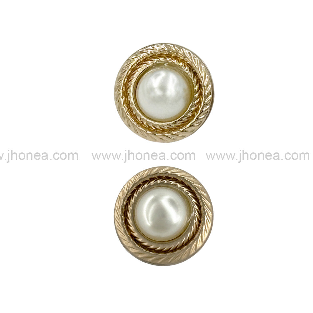 Round Shape Pearl Metal Button with Downhole Loop