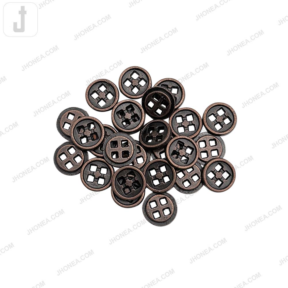 Versatile 10mm Round Shape 4 Hole Alloy Metal Buttons