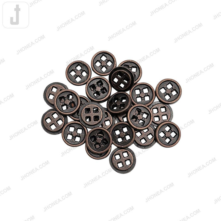 Versatile 10mm Round Shape 4 Hole Alloy Metal Buttons