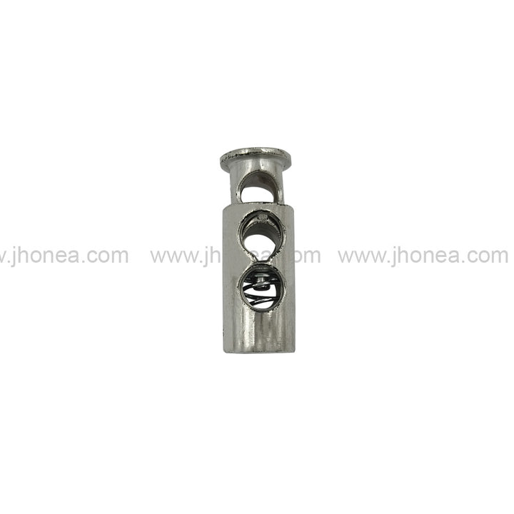 Classic Shiny Silver Two-Hole Spring Plastic Cord Lock for Hoodies