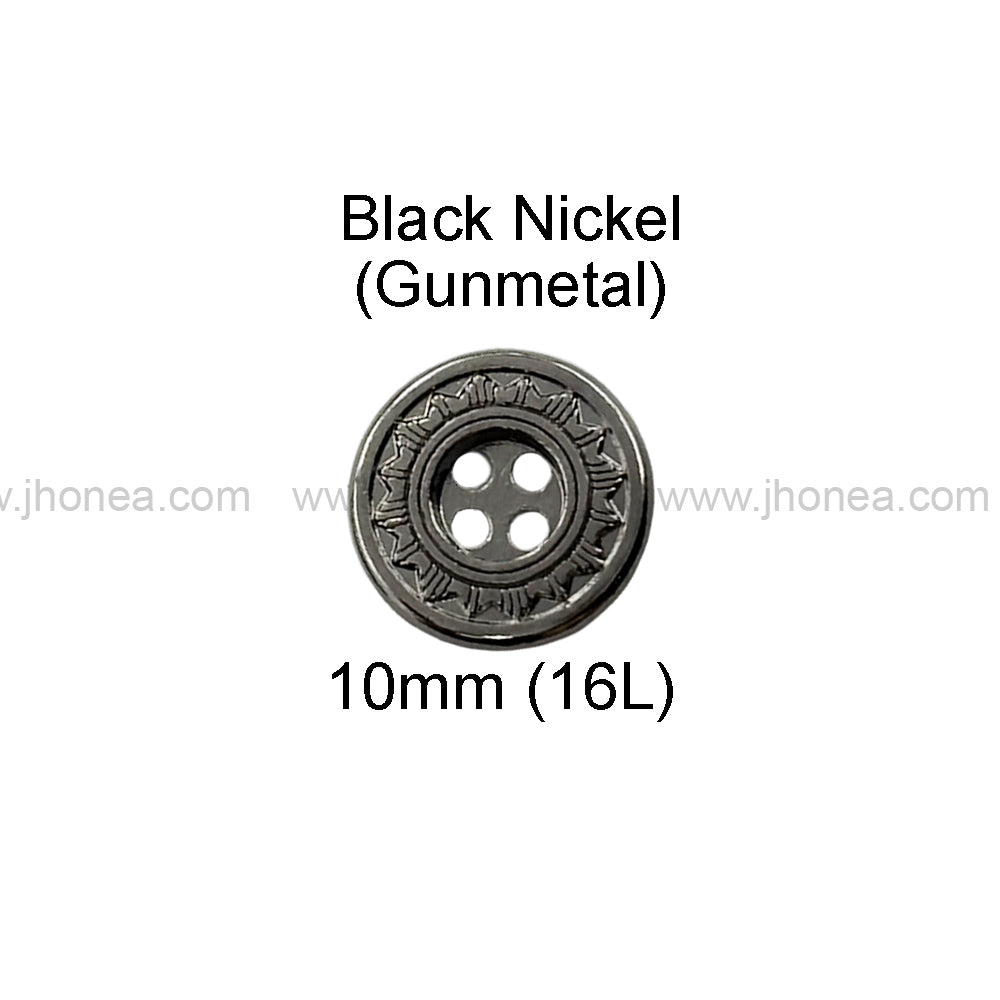 Sun Design Round Shape 4-Hole Metal Buttons for Shirts