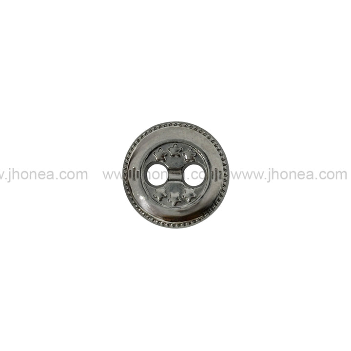Premium Round Shape Black Nickel (Gunmetal) Stars Engraved 2-Hole Metal Buttons