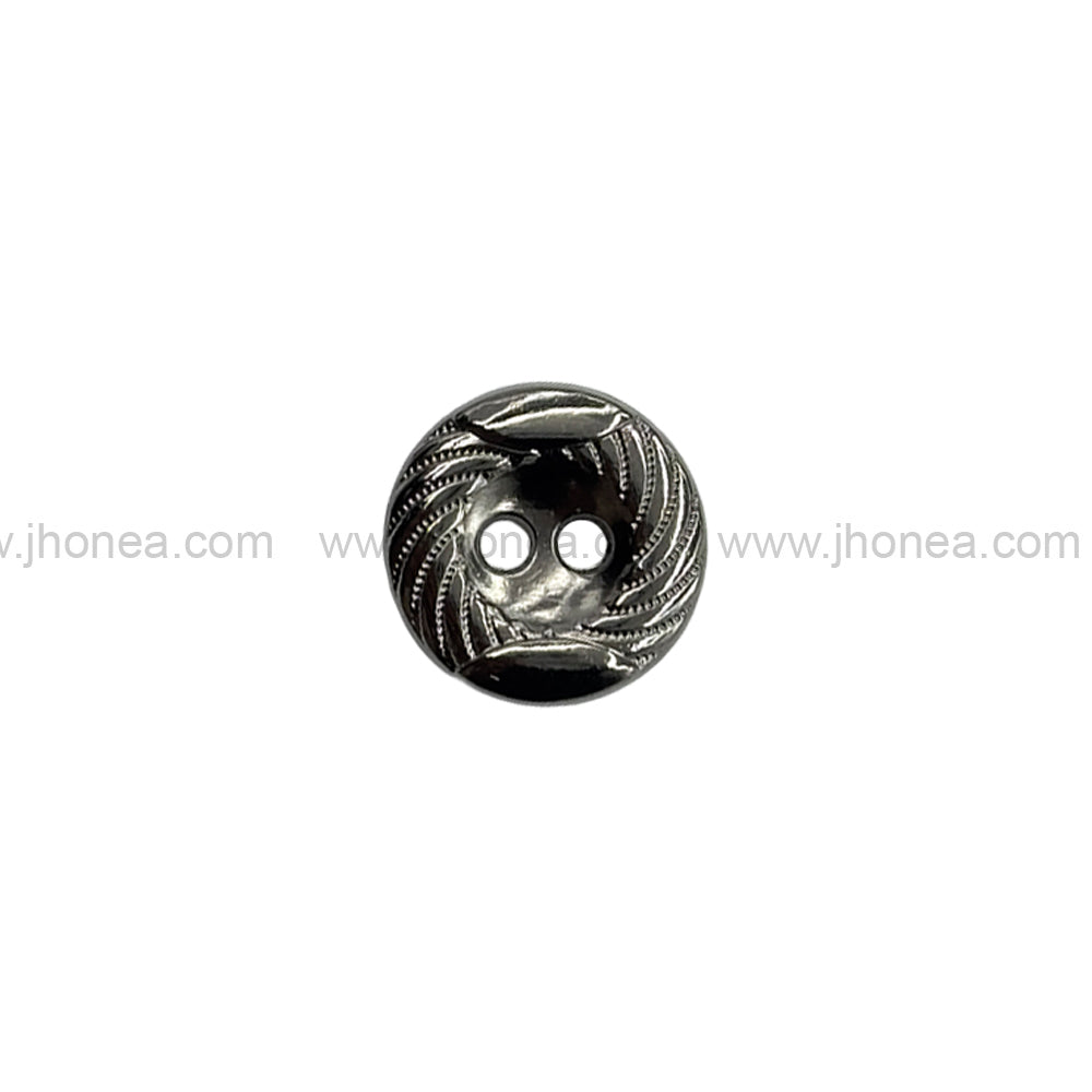 Engraved Rounded Rim 2-Hole Round Shape Black Nickel (Gunmetal)  Shirt/Kurta Buttons