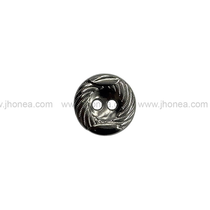 Engraved Rounded Rim 2-Hole Round Shape Black Nickel (Gunmetal)  Shirt/Kurta Buttons