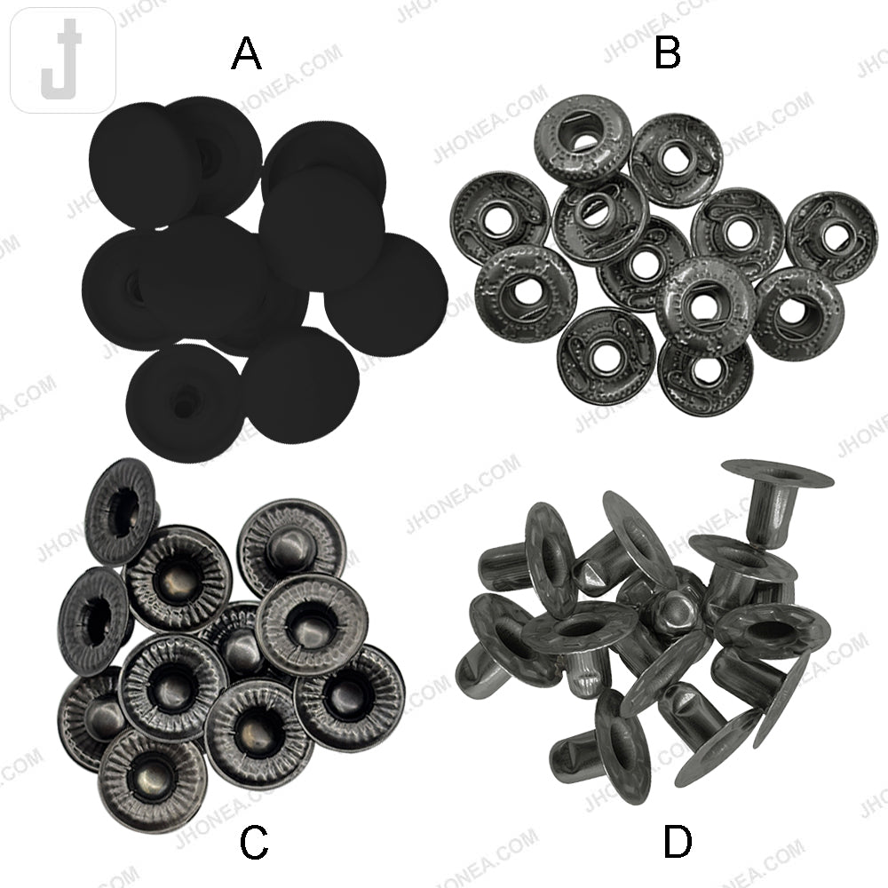 Smooth Round Plastic 4-Part Snap Button Fasteners