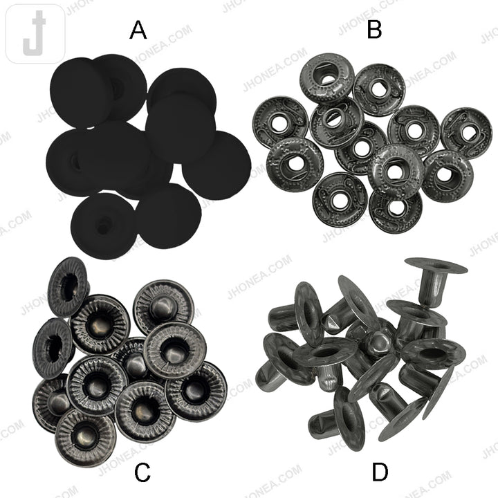 Smooth Round Plastic 4-Part Snap Button Fasteners
