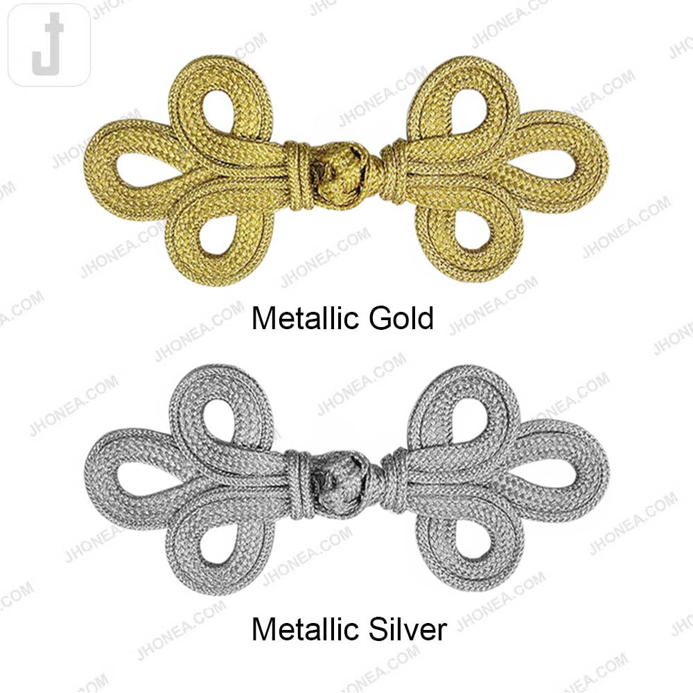 Decorative Designer Metallic Braided Frog Closure Coat Toggle Fastener
