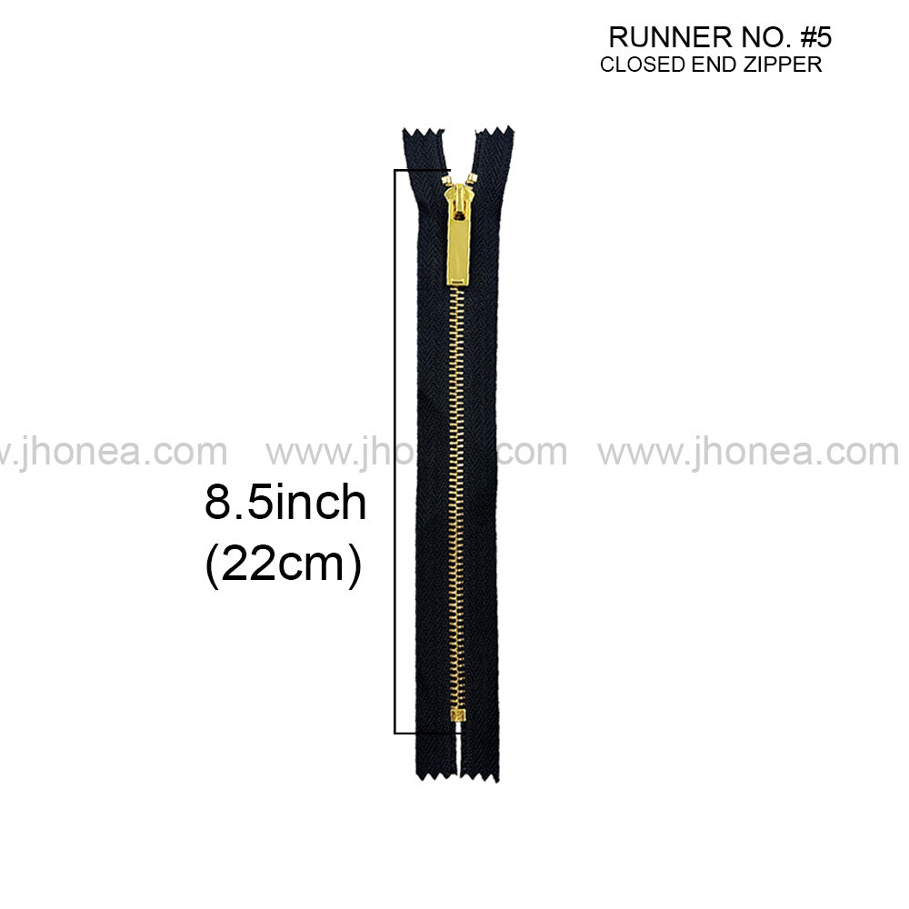 Number #5 Designer Shiny Gold Metal Teeth Fashion Zipper