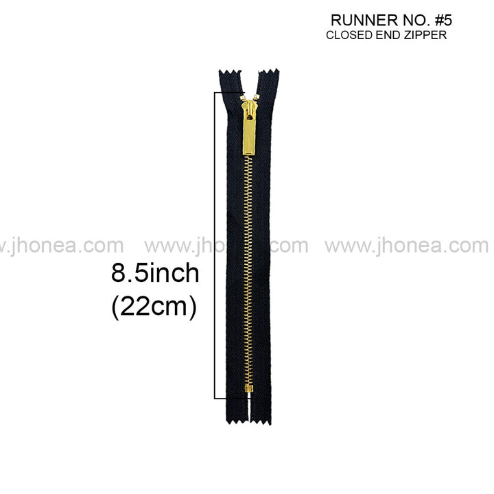Number #5 Designer Shiny Gold Metal Teeth Fashion Zipper