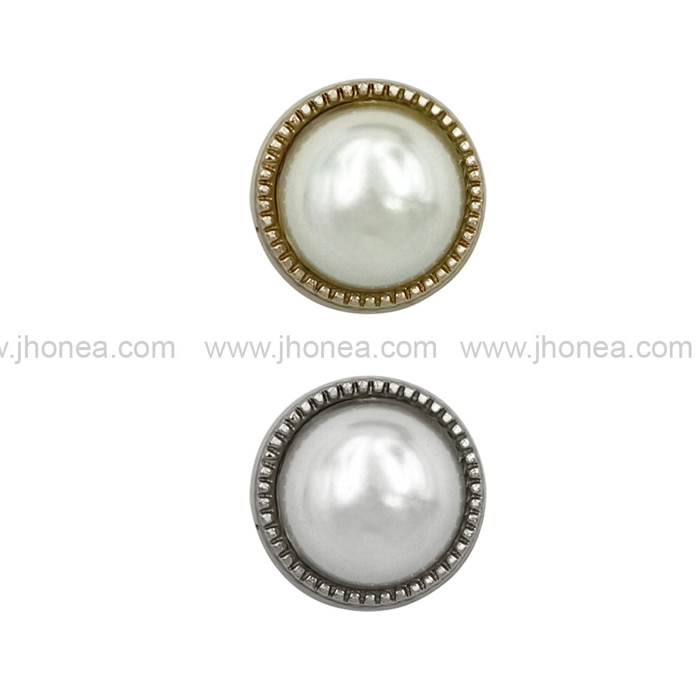 Premium Shiny Gold & Silver Round Shape Pearl Button