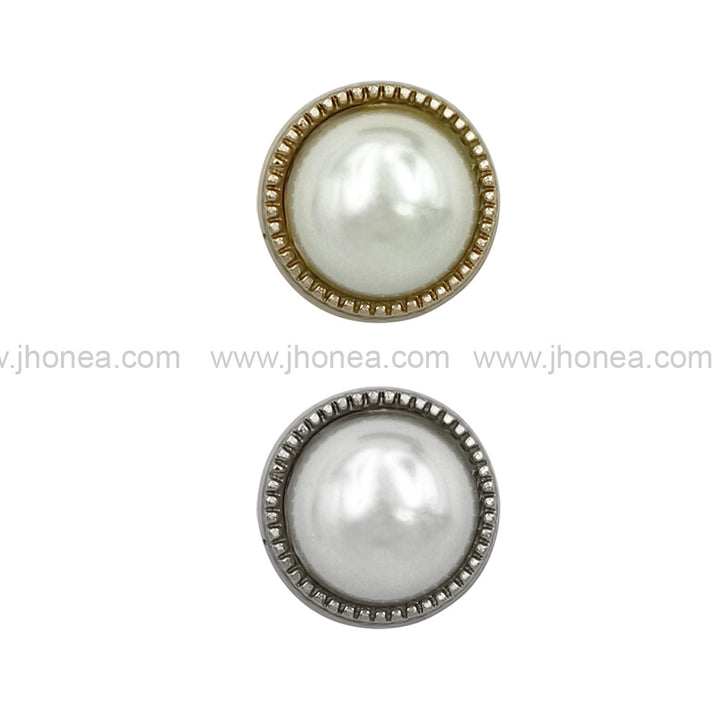 Premium Shiny Gold & Silver Round Shape Pearl Button