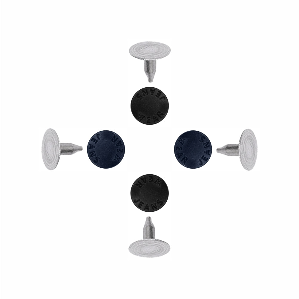Round and simple rivet stud fasteners for jackets and jeans in color matte black and navy blue 