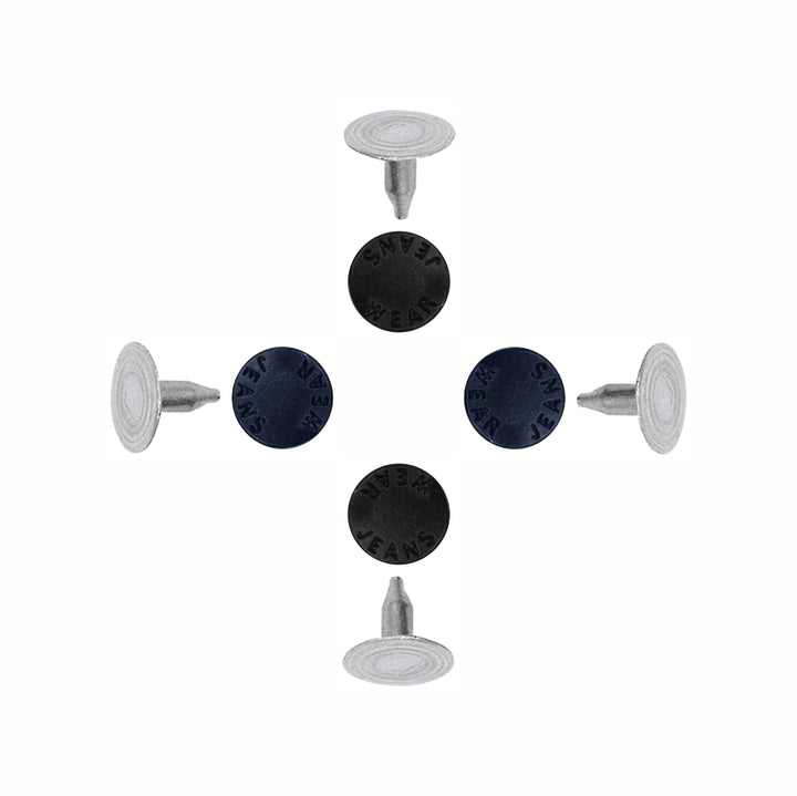 Round and simple rivet stud fasteners for jackets and jeans in color matte black and navy blue 