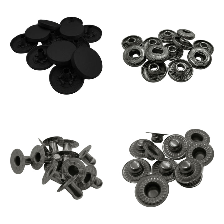 Standard Quality Assorted Metal Snap Buttons 4-Part Snap Fastener Sets