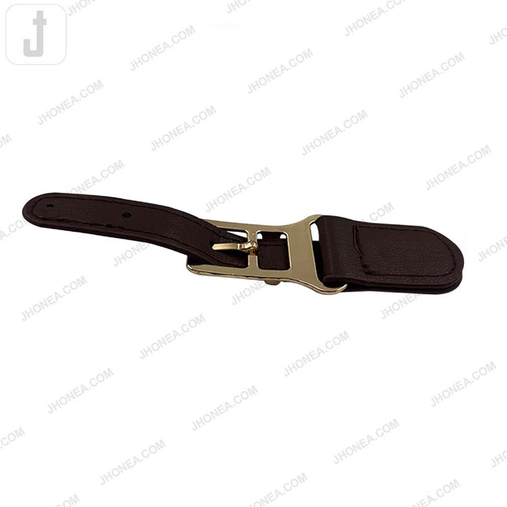 Fashionable Shiny Gold Buckle with Prong PU Belt