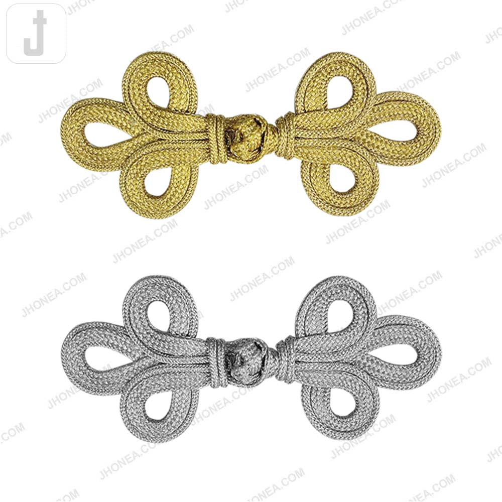 Decorative Designer Metallic Braided Frog Closure Coat Toggle Fastener