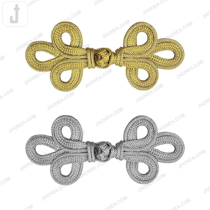 Decorative Designer Metallic Braided Frog Closure Coat Toggle Fastener
