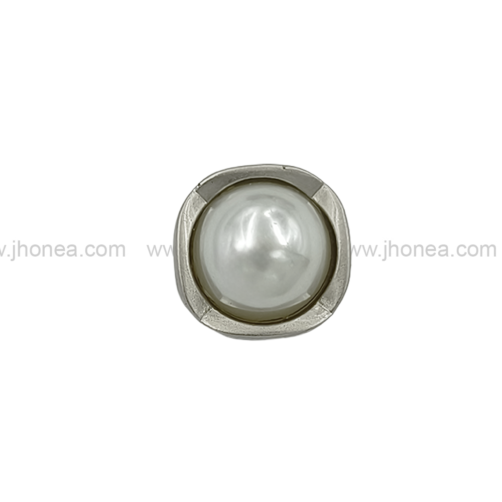 Rounded Square Shape Matte Silver Pearl Buttons
