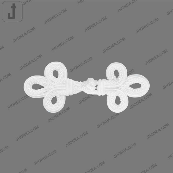Decorative Designer white Braided Frog Closure Coat Toggles Fastener
